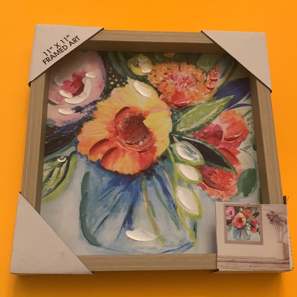 flower framed art 11 x 11